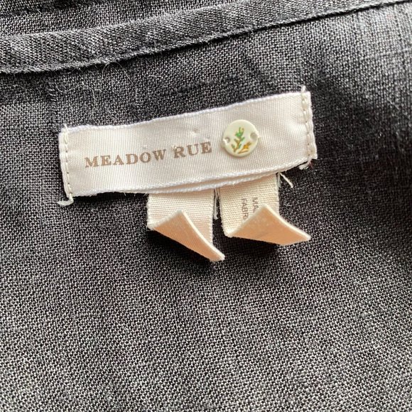 Anthropologie Meadow Rue Black Olathe Fringe Linen Blouse Medium - Picture 4 of 4